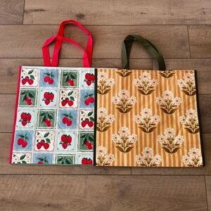 Homegoods TJMaxx Marshalls Viral Berry & Floral Print Tote Bags (Set of 2) NWOT